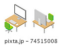 パソコンとデスクのアイソメトリックイラスト 74515008