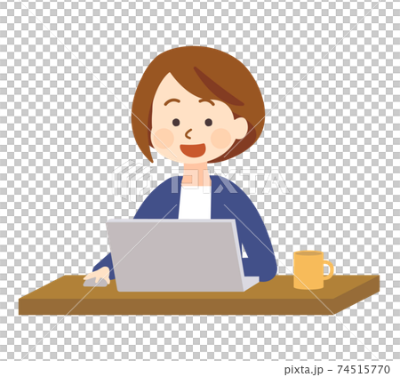 ノートパソコンを楽しく操作する女性 ノートパソコンを楽しく操作する女性 74515770