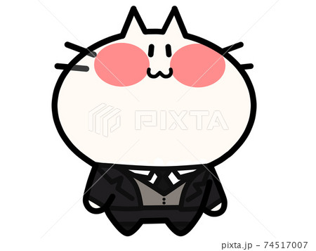 結婚式で花婿姿のウエディングにゃんこのイラスト素材