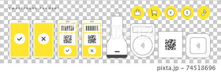 Icon set for smartphones and payment terminals. Illustration of cashless payment. Icon set for smartphones and payment terminals. Illustration of cashless payment. 74518696