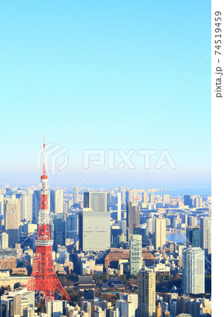 東京都、東京の街並みと東京タワーの風景 74519459