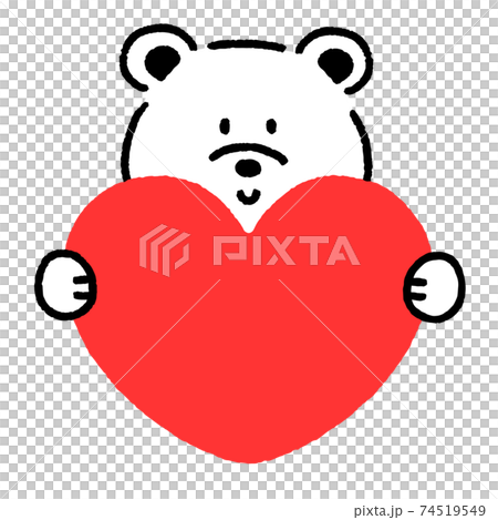 イラスト素材 赤いハートを持っているくまのフレーム バレンタインのイラスト素材