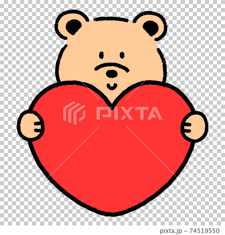 イラスト素材 赤いハートを持っているくまのフレーム バレンタインのイラスト素材