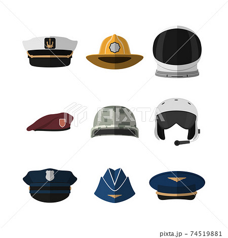 Hats And Helmets Headgear Of Soldier Aviator のイラスト素材