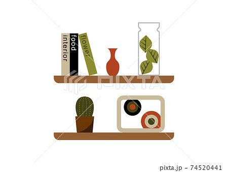 雑貨を飾っている棚のイラストのイラスト素材
