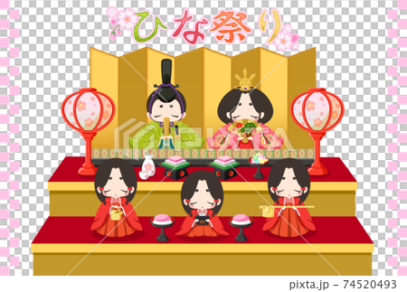 ひな祭りイラスト/おひな様　五人飾り 74520493