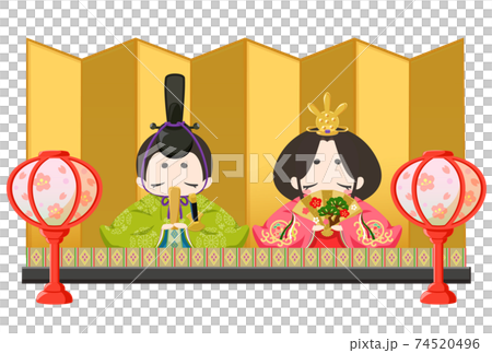 ひな祭りイラスト おひな様 白背景のイラスト素材
