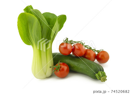 Chinese cabbage, courgette and cherry tomato twig Chinese cabbage, courgette and cherry tomato twig 74520682