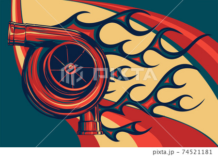 vector illustration Automotive turbo charger with fire vector illustration Automotive turbo charger with fire 74521181
