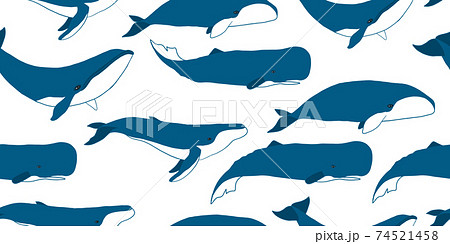 Wild Whales. Seamless Pattern for your design 74521458