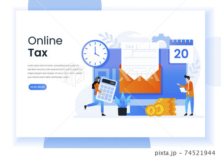 Online tax payment illustration concept. This design can be used for websites, landing pages, UI, mobile applications, posters, banners	 74521944