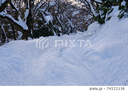 積雪した山道 積雪した山道 74522136