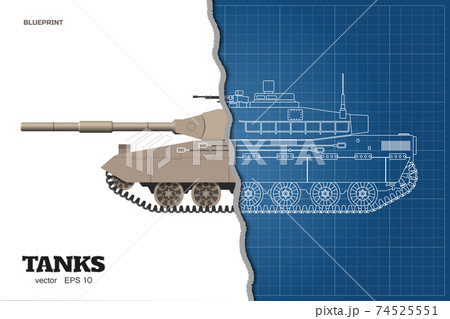 Blueprint Of Realistic Tank Top Front And のイラスト素材