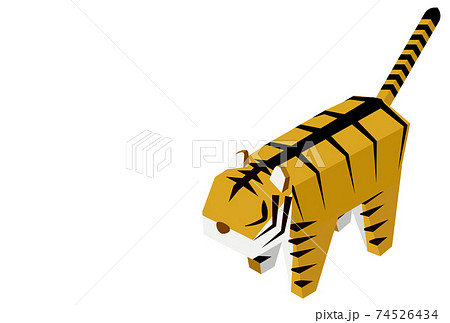 尻尾を立てている1頭の虎 アイソメトリックのイラスト素材