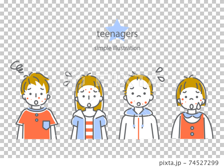 Simple and fashionable line art illustration set for teenagers 74527299