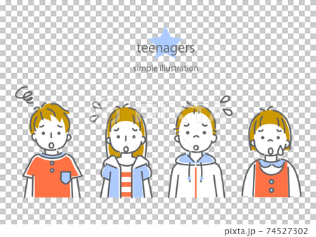 Simple and fashionable line art illustration set for teenagers 74527302