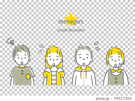 Simple and fashionable line art illustration set for teenagers 74527303