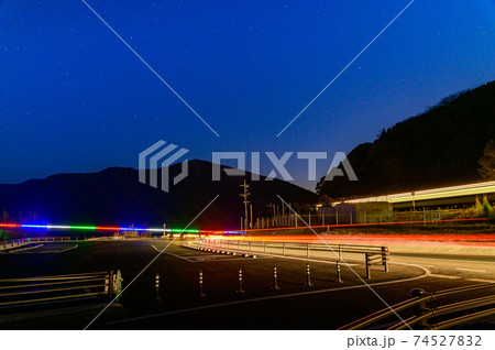 新阿蘇大橋「復興への光の架け橋」ライトアップ写真2021年2月撮影　日本　熊本県南阿蘇 74527832