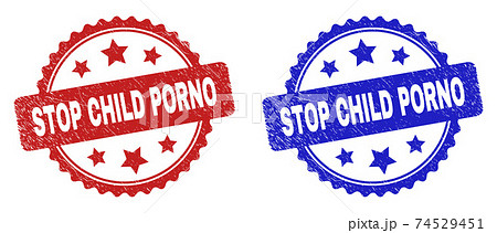STOP CHILD PORNO Rosette Stamps with Grunged Texture STOP CHILD PORNO Rosette Stamps with Grunged Texture 74529451