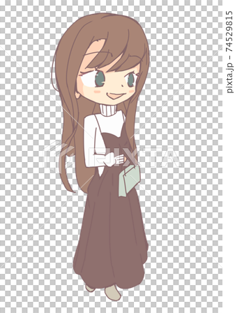 フレアスカートを着た女性のイラスト素材