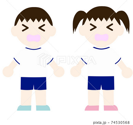 泣いている体操服を着た子供のイラスト素材
