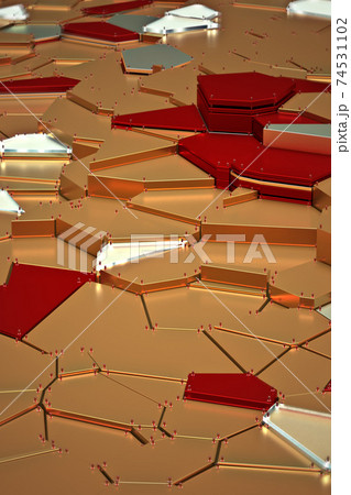 broken golden glass with sharp pieces over background 74531102