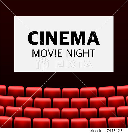 Cinema Auditorium With Screen And Red Seats のイラスト素材