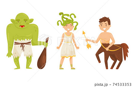 Gorgon and entaur as Mythological and Fairy Creature Vector Set 74533353