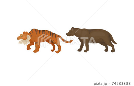 Extinct Prehistoric Animals with Terrestrial Mammal Beasts Vector Set 74533388