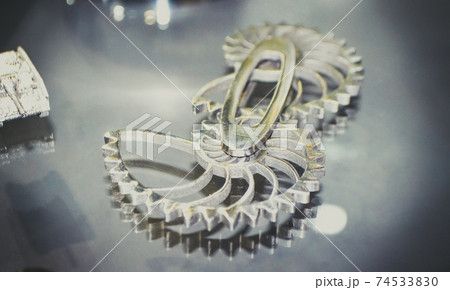 Object printed on metal 3d printer close-up. 74533830