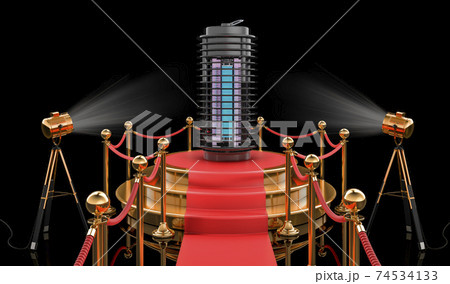 Podium with lamp mosquito electric insect killer, lantern. 3D rendering Podium with lamp mosquito electric insect killer, lantern. 3D rendering 74534133
