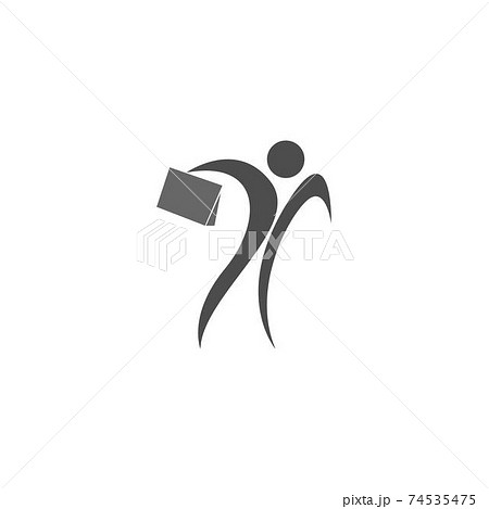 illustration of a businessman running reaching the star with briefcase, business, energetic, dynamic concept icon 74535475