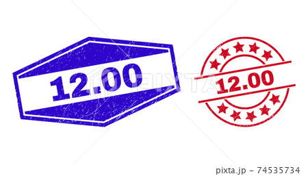 12.00 Grunge Stamps in Round and Hexagonal Shapes 74535734