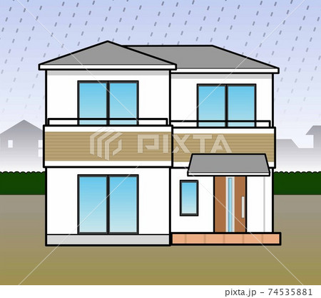 雨の日のお家のイラスト素材