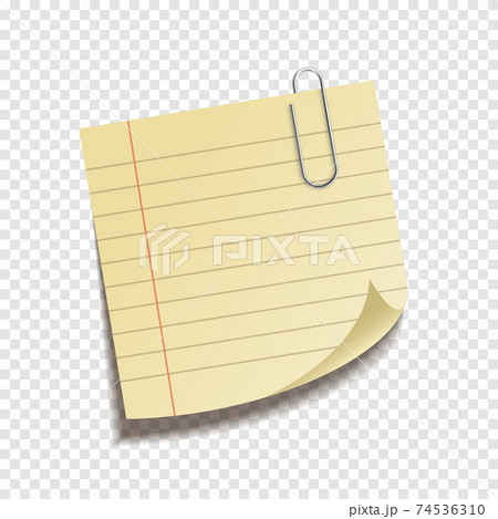 Realistic sticky note sheet. Blank lined paper. Vector illustration. 74536310