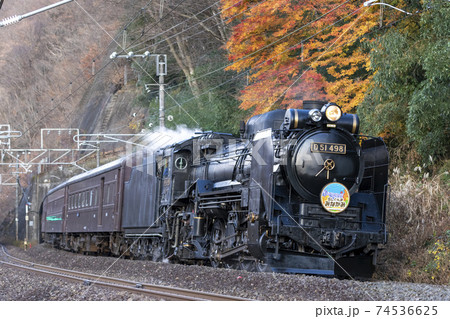 紅葉とSL 紅葉とSL 74536625