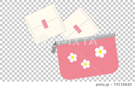 生理用ナプキンとポーチのイラスト素材