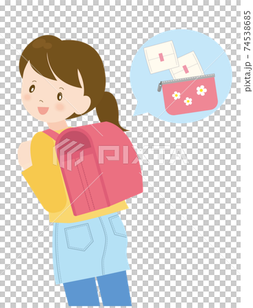 一個帶著書包裡的衛生巾上學的女孩 74538685
