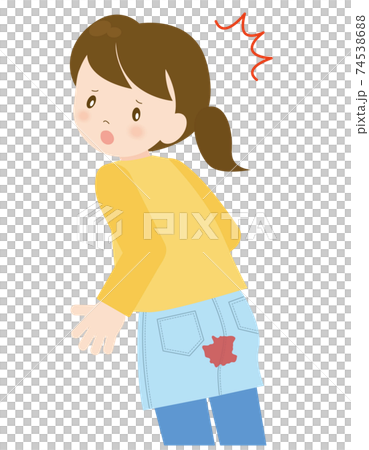 生理で服を汚してしまった女の子 74538688