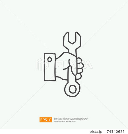 maintenance service concept icon with hand hold wrench sign symbol. engineering related icon for plumbing, industrial, construction. stroke line vector illustration maintenance service concept icon with hand hold wrench sign symbol. engineering related icon for plumbing, industrial, construction. stroke line vector illustration 74540625