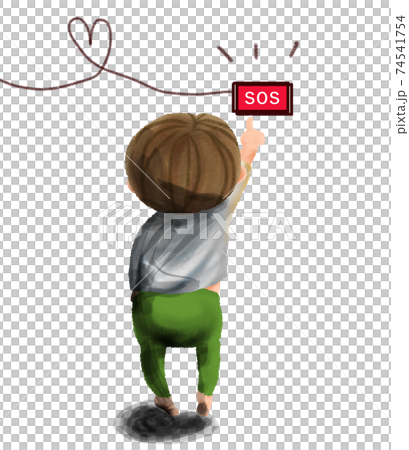 sosボタンを押す幼児 sosボタンを押す幼児 74541754