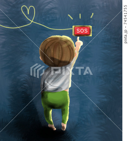 sosボタンを押す幼児 74541755