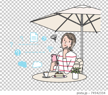 スマホのトラブルで悩む若い女性(テレワーク) スマホのトラブルで悩む若い女性(テレワーク) 74542334
