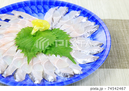 美味しい太刀魚の刺身の写真素材