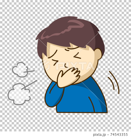 A man in a mask who coughs painfully A man in a mask who coughs painfully 74543355