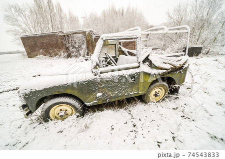 abandoned car with snow abandoned car with snow 74543833