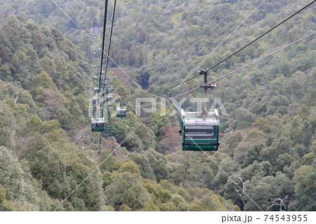 広島県　秋　廿日市市　安芸の宮島　弥山　ロープウェー 74543955