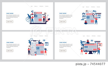 Web banners set on fake news concept with people, flat vector illustration. 74544077