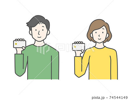 クレジットカードを持っている男性と女性 クレジットカードを持っている男性と女性 74544149