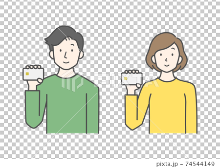 Men and women with credit cards Men and women with credit cards 74544149